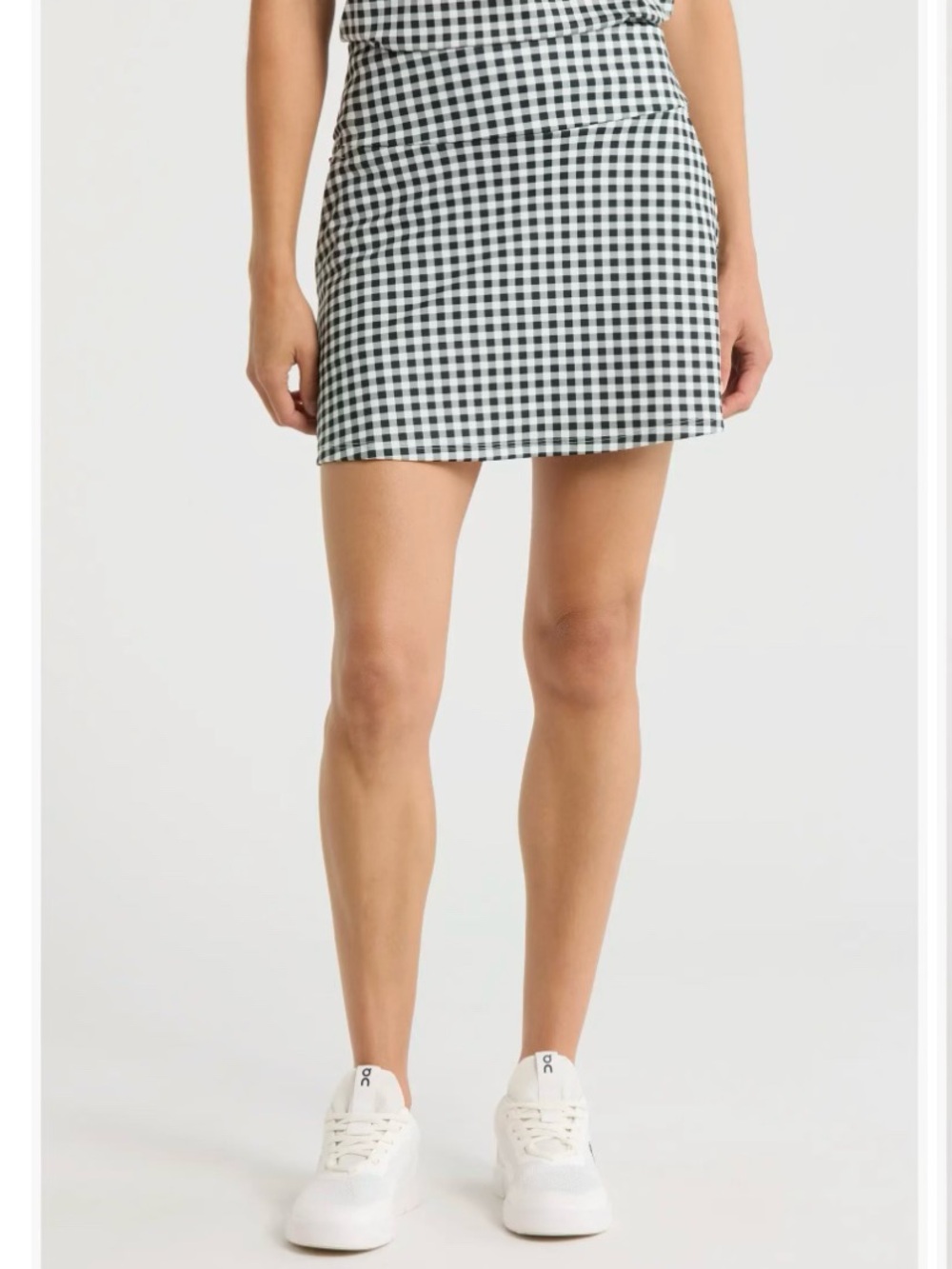 RHONE Black and White Gingham Sport Skort